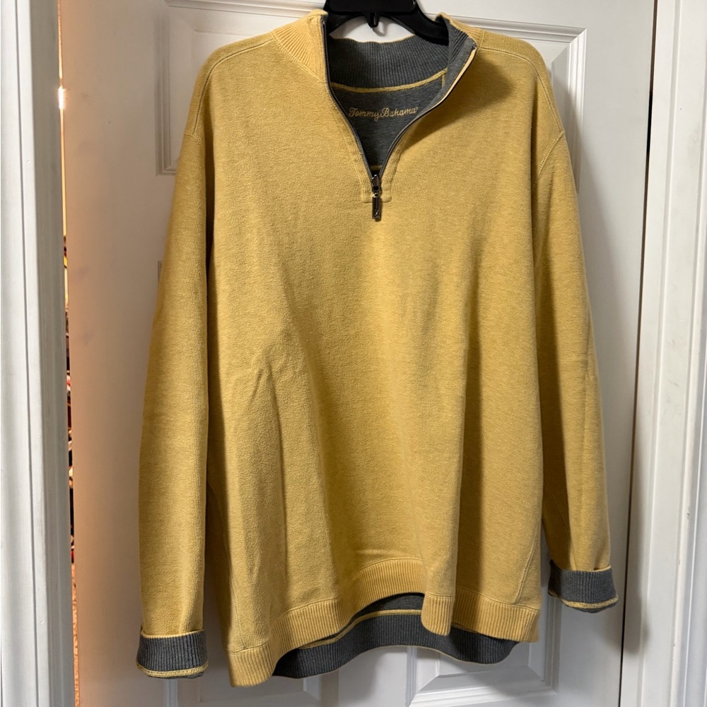 Tommy Bahama Men's Yellow Zip-Up Sweater